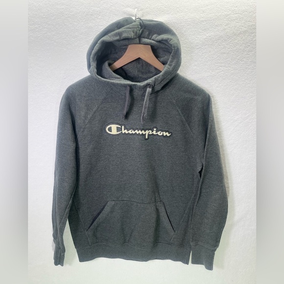 Champion Embroidered Spellout Hoodie Sweatshirt Mens M Retro Classic 1867 - Picture 1 of 7